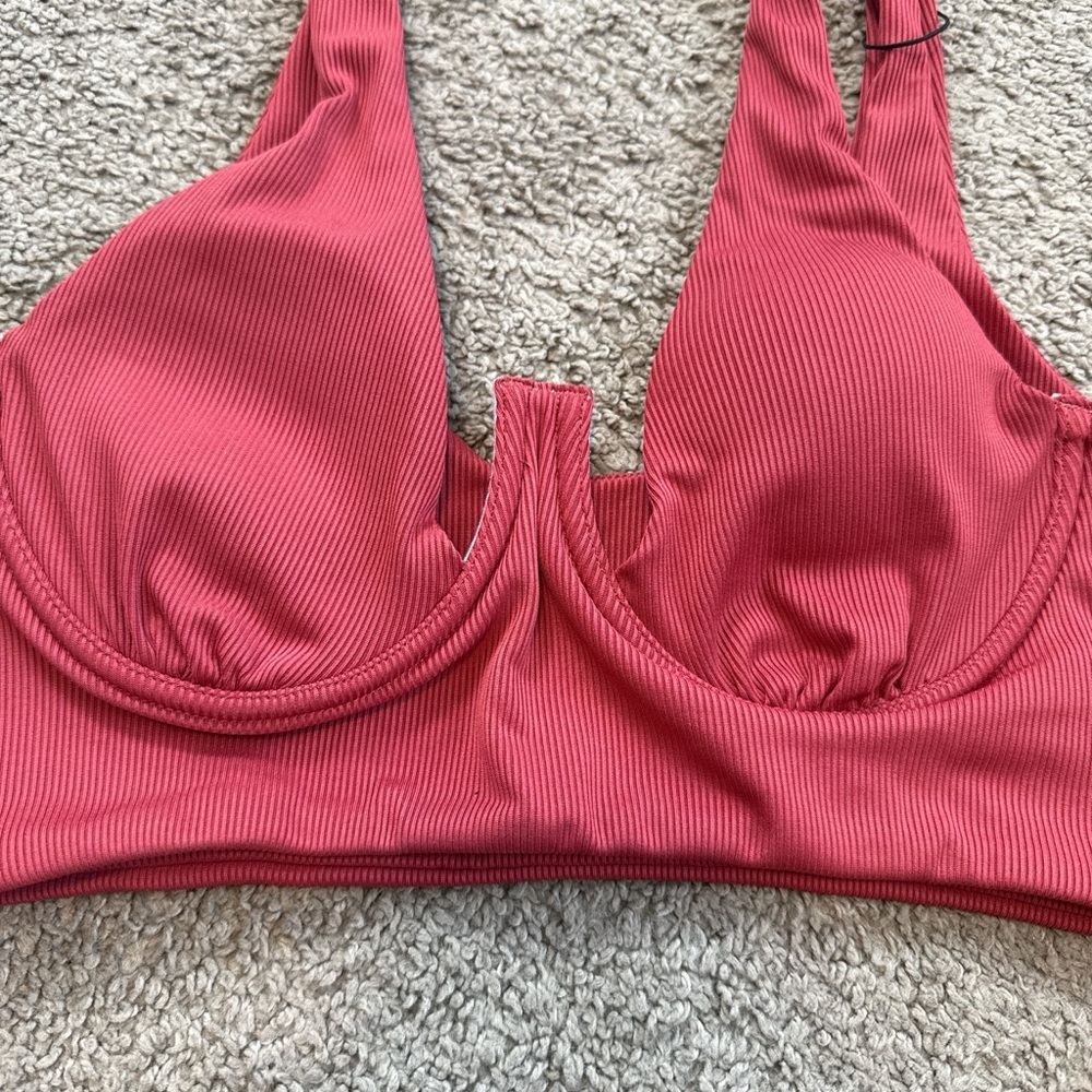 Zaful Ribbed Red Bra - Picture 2 of 7